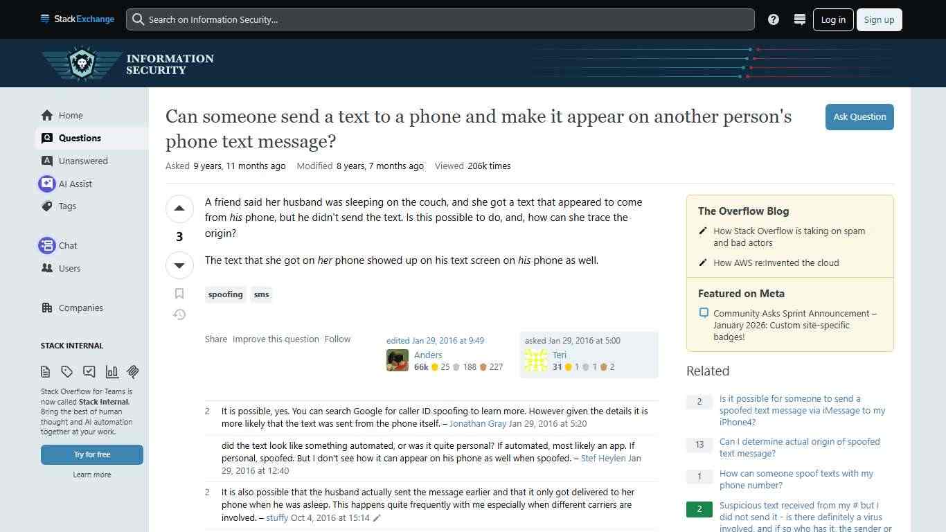 spoofing - Can someone send a text to a phone and make it appear on another person's phone text message? - Information Security Stack Exchange